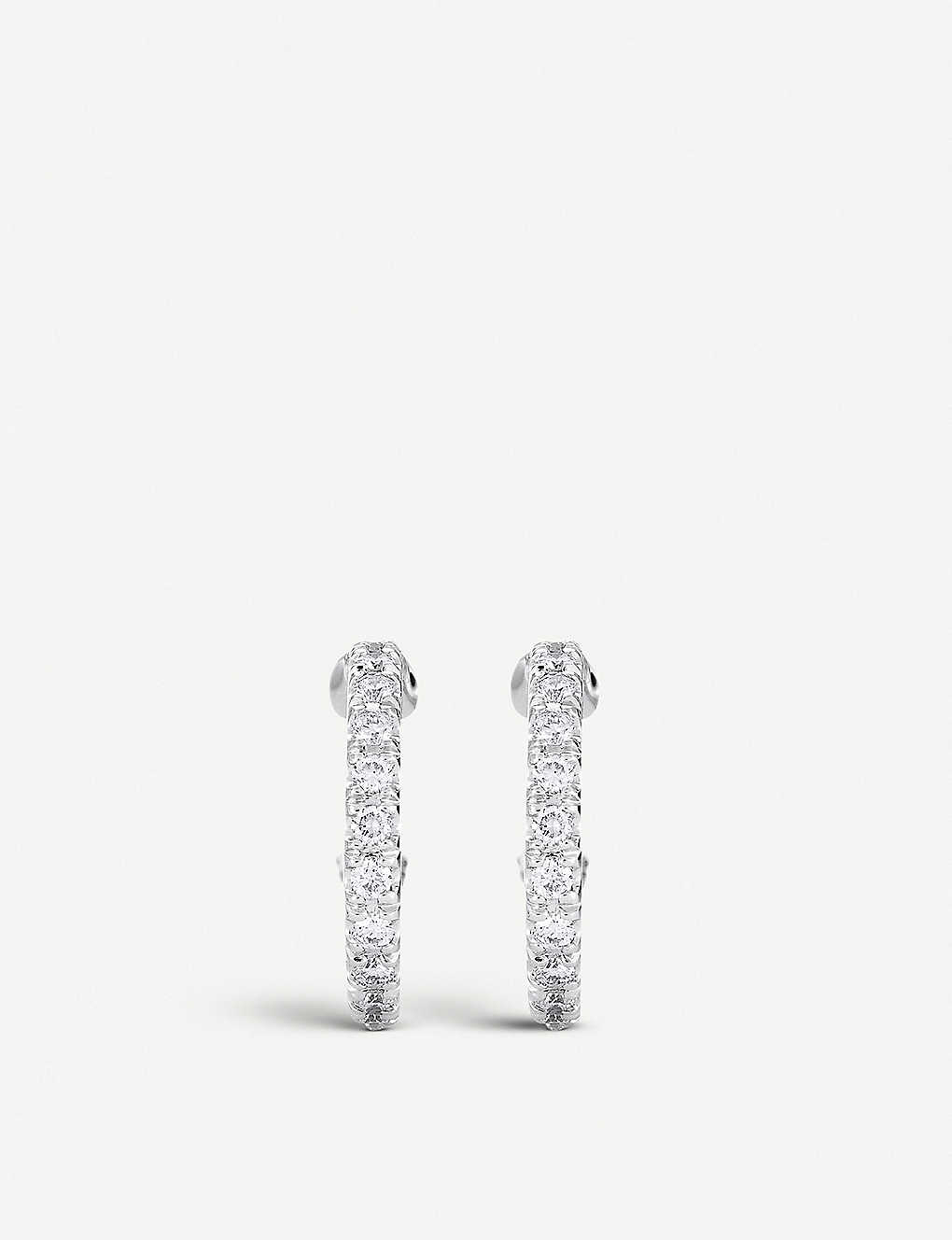 De Beers Womens White Micropavé 18ct White-gold And Diamond Earrings In Silver