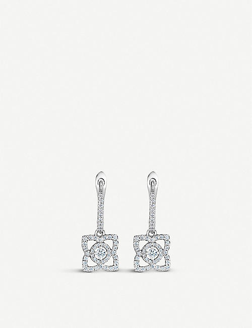 DE BEERS: Enchanted Lotus 18ct white-gold and diamond earrings