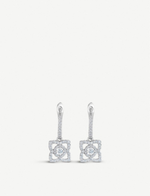 Shop De Beers Womens White Enchanted Lotus 18ct White-gold And Diamond Earrings In Silver
