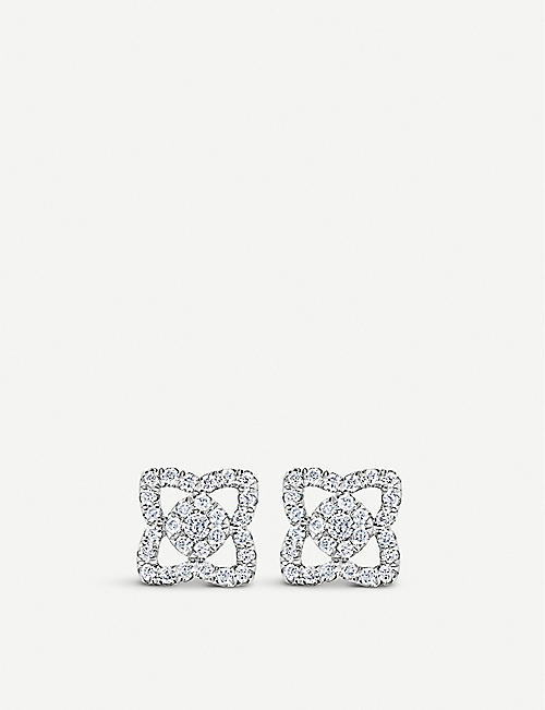 DE BEERS: Enchanted Lotus 18ct white-gold and diamond earrings