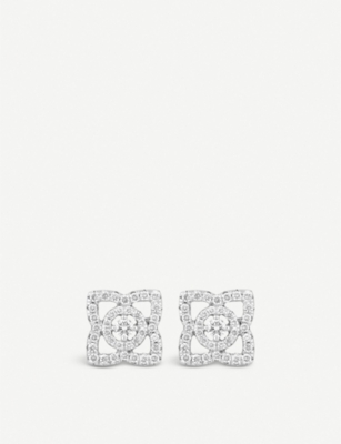 Shop De Beers Womens White Enchanted Lotus 18ct White-gold And Diamond Earrings In Silver