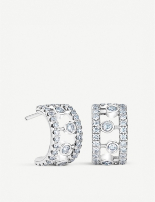 De Beers Dewdrop 18ct White Gold Diamond Earrings In Silver