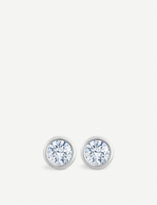 De Beers My First  Clea 18ct White-gold And Diamond Stud Earrings In Silver
