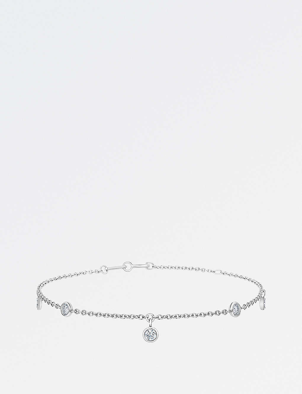 De Beers My First  White Gold Five 18ct Diamond Bracelet In Silver