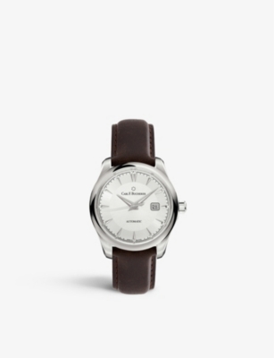 CARL F BUCHERER 00.10915.08.13.01 Manero Autodate stainless steel and calfskin leather watch