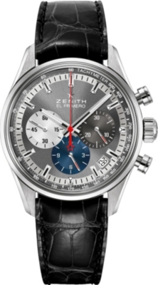 Zenith 03.2150.400/26.C714 EL PRIMERO STAINLESS STEEL AND ALLIGATOR LEATHER WATCH