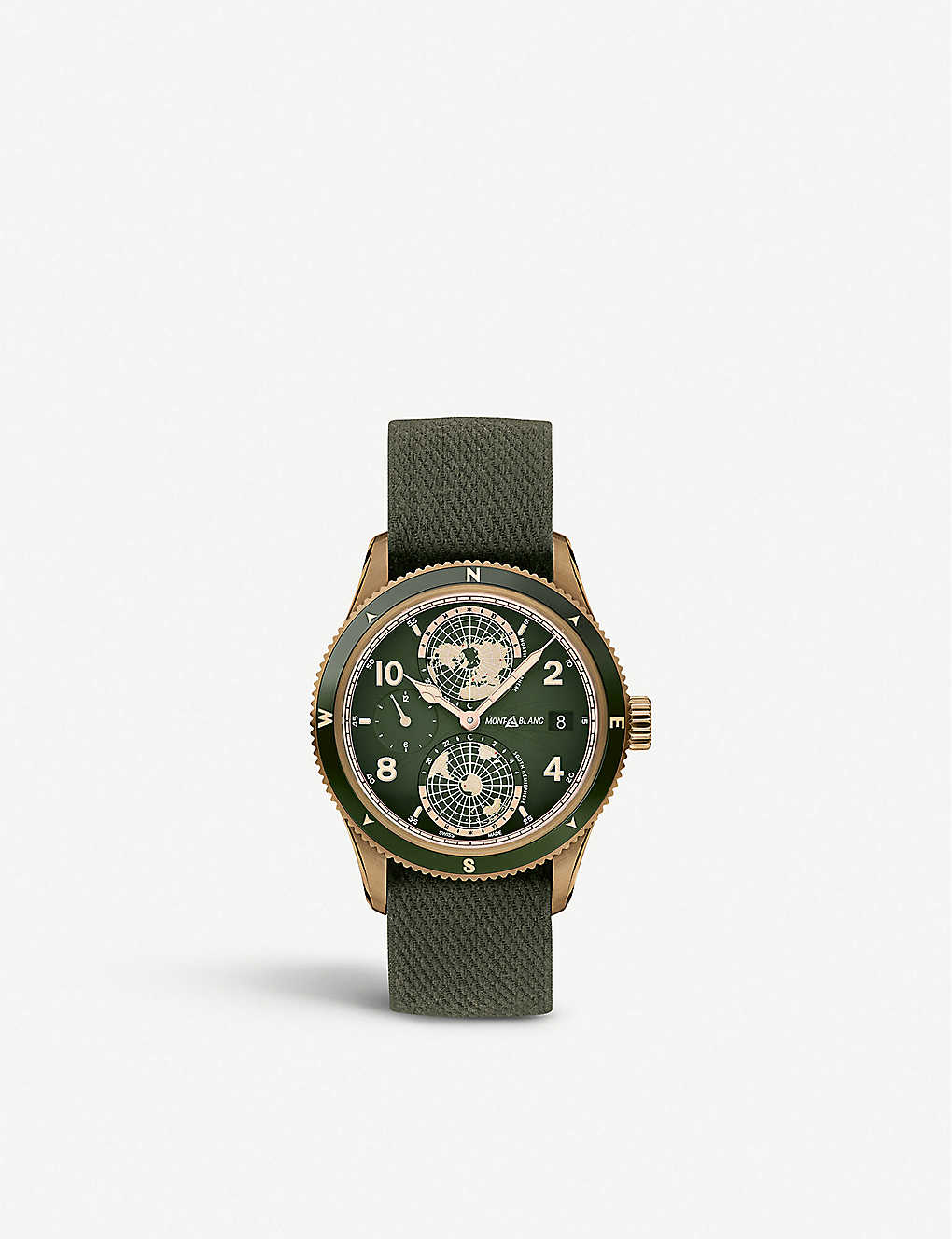 Shop Montblanc Mens Green 119909 1858 Geosphere Limited Edition Bronze Watch