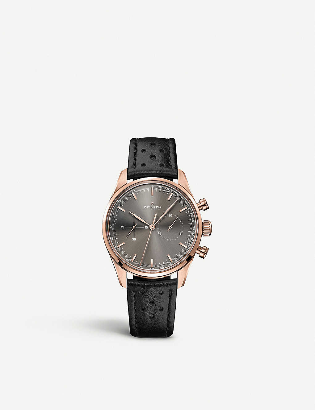 ZENITH 18.2150.4069/91.C812 CHRONOMASTER HERITAGE 146 ROSE-GOLD AND LEATHER WATCH,757-10001-182150406991C812