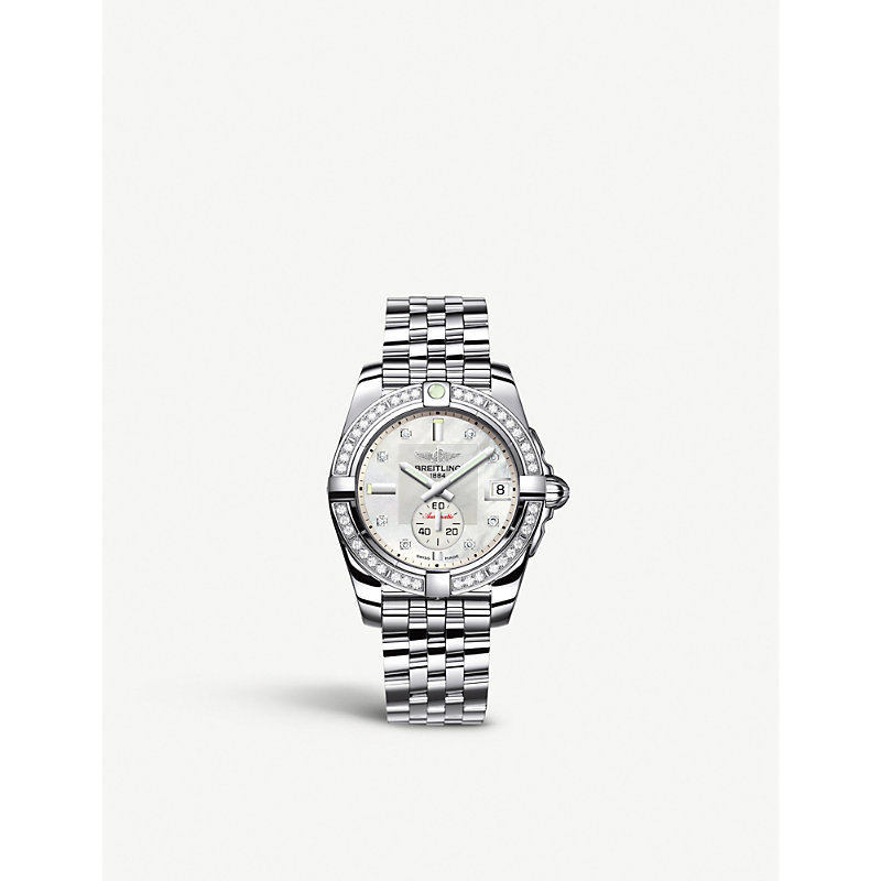 BREITLING GALACTIC 32 DIAMOND AND STAINLESS STEEL WATCH,757-10001-407151