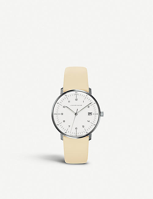 JUNGHANS: 027/7806.00 Max Bill Automatic stainless-steel and leather quartz watch