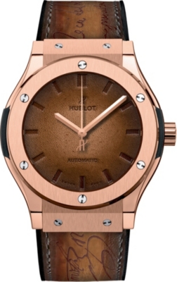 Hublot 511.ox.0500.vr. Ber16 Classic Fusion Berluti 18k King Gold Watch In Gold