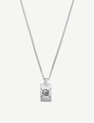 Gucci Ghost Sterling Silver Skull Necklace In Metallic