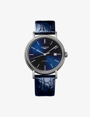 LONGINES: L49224922 Presence stainless steel and croc-embossed leather watch