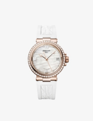 BREGUET: 9518BR/52/584/D000 Marine Dame 18ct rose-gold, diamond and mother-of-pearl quartz watch