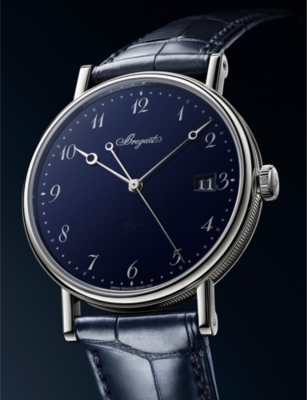 Shop Breguet Mens Blue G5177bb2y9v6 Classique 18ct White-gold And Leather Automatic Watch