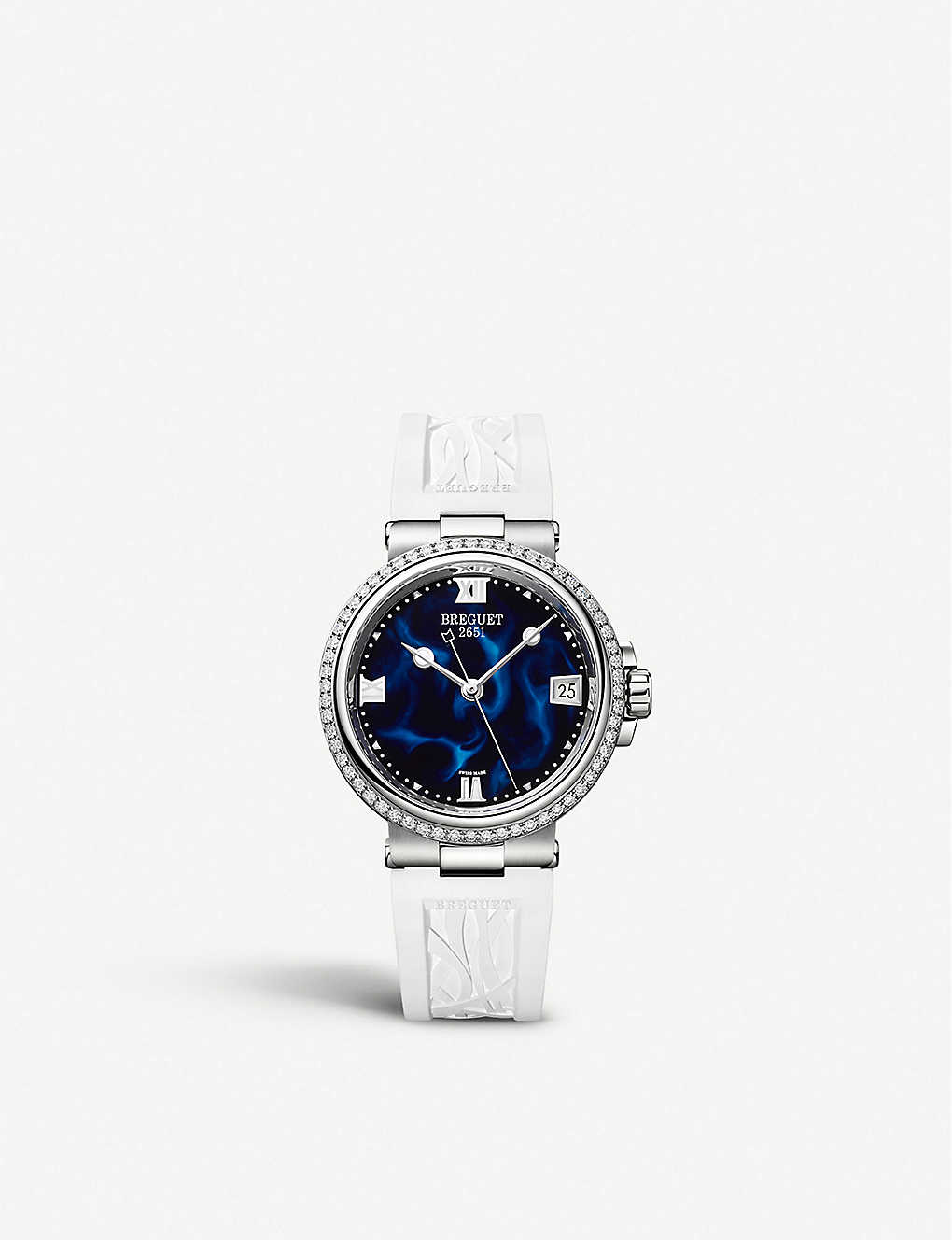 Breguet Womens Blue 9518br/52/584/d000 Marine Dame Stainless-steel, 0.846ct Diamond And Lacquered Qu