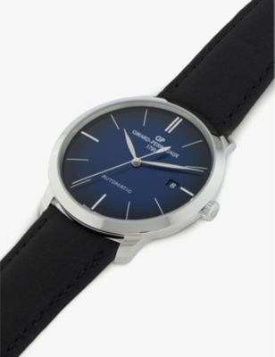 Shop Girard-perregaux 49555-11-434-bh6a 1966 Stainless Steel And Leather Watch In Blue