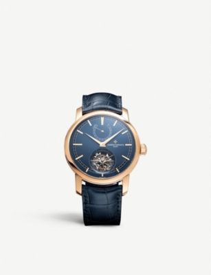 VACHERON CONSTANTIN 8900/0000R-B514 TRADITIONNELLE BLUE EDITION 18CT ROSE-GOLD AND LEATHER WATCH,14789399