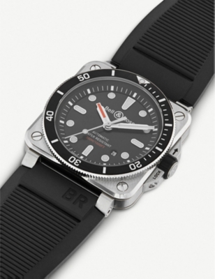 Shop Tissot Bell & Ross Men's Br0392 Diver Satin-polished Steel And Rubber Automatic Watch