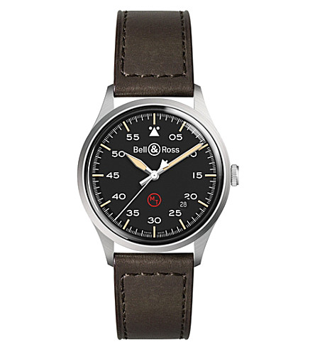 Bell & Ross BRV192MILSTSCA REPLICA STEEL AND LEATHER STRAP WATCH