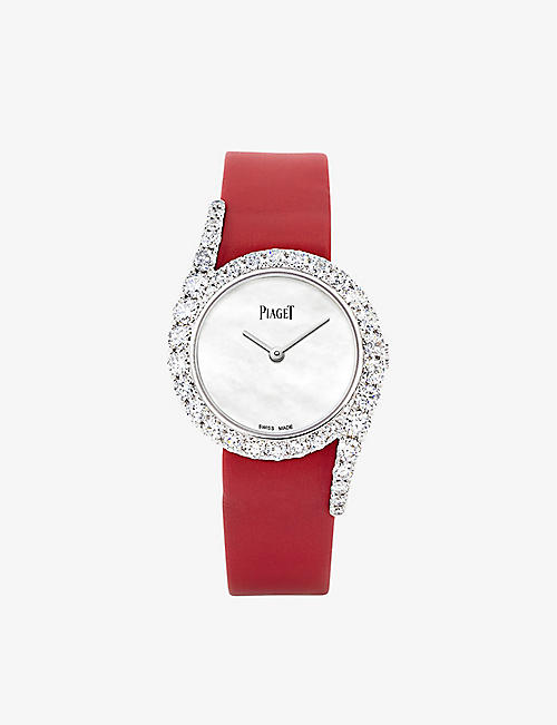 PIAGET: G0A44160 Limelight Gala diamond, 18ct white-gold and leather watch