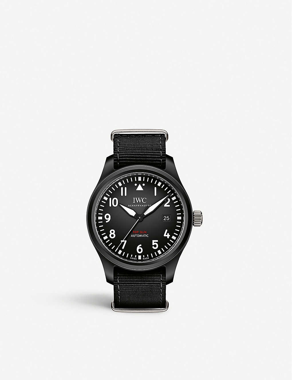 Shop Iwc Schaffhausen Mens Black Iw326802 Pilot's Mark Xviii Top Gun Iron Watch