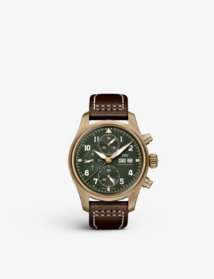 Iwc Schaffhausen Mens  Iw387902 Pilot's Watch Chronograph Spitfire Bronze And Leather Watch