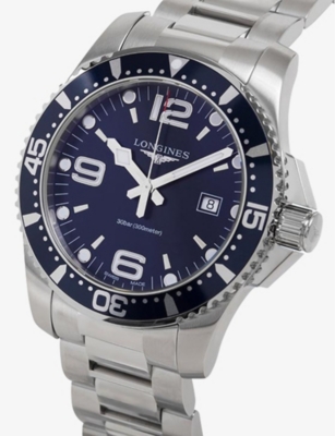 Shop Longines Mens Silver/blue L3.840.4.96.6 Hydroconquest Stainless Steel Quartz Diving Watch