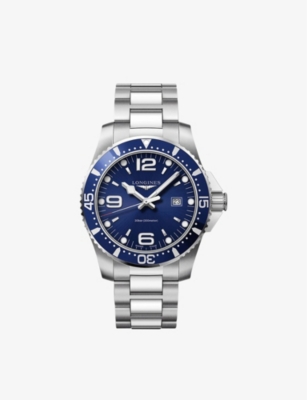 Shop Longines Mens Silver/blue L3.840.4.96.6 Hydroconquest Stainless Steel Quartz Diving Watch