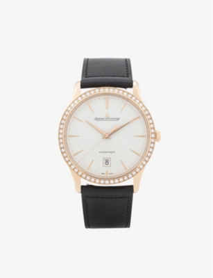 Jaeger-lecoultre Womens Beige Q1232501 Master Ultra Thin Rose-gold, 0.85ct Diamond And Calfskin-leat