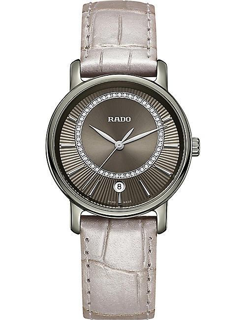RADO: R14064715 Diamaster ceramic and leather watch