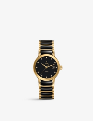 Rado black best sale steel watch