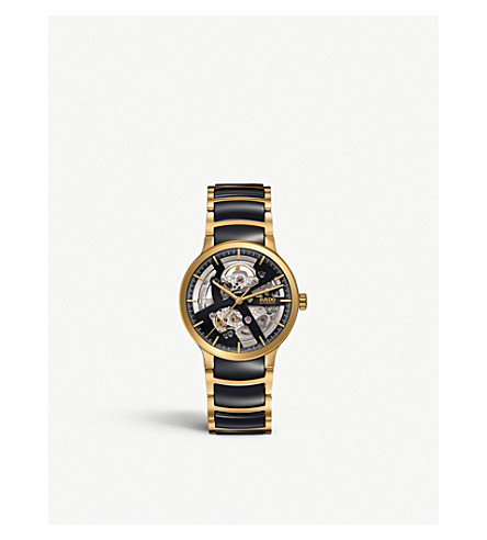 Rado R30180162 Centrix gold and ceramic open heart watch