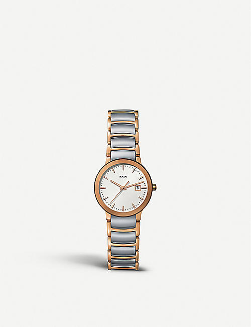 RADO: R30555103 Centrix rose gold and stainless steel watch