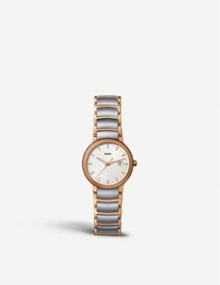 RADO R30555103 Centrix rose gold and stainless steel watch Selfridges