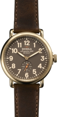 SHINOLA   S0100110 Unisex Runwell gold tone leather strap watch