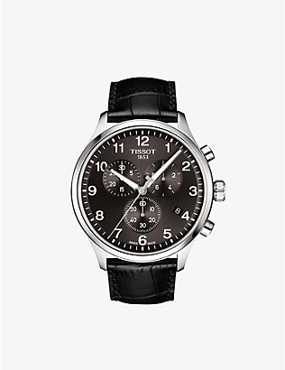 TISSOT: T1166171605700 Chrono XL Classic stainless steel and crocodile-embossed leather strap watch