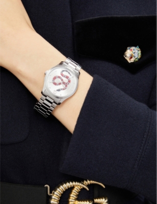 Shop Gucci Mens Silver (silver) Ya1264076 G-timeless Stainless Steel Bracelet Watch