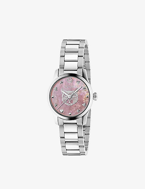GUCCI: YA1265013 G-Timeless stainless steel and mother-of-pearl watch