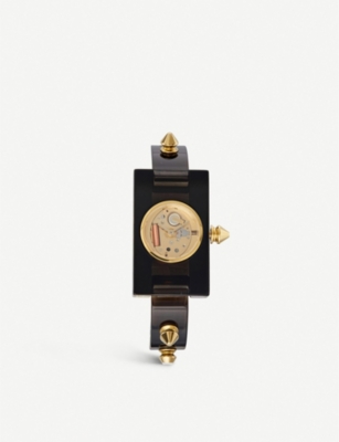 GUCCI YA143508 Plexiglass and yellow gold watch Selfridges