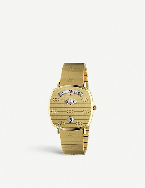 GUCCI: YA157403 Grip yellow-gold PVD watch