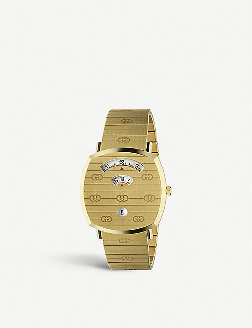 GUCCI: YA157409 Grip yellow-gold PVD watch