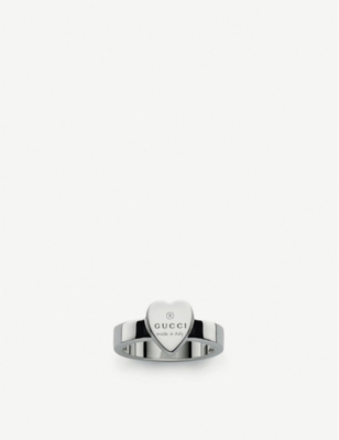 GUCCI TRADEMARK STERLING SILVER HEART-SHAPED RING,757-10001-YBC223867001013