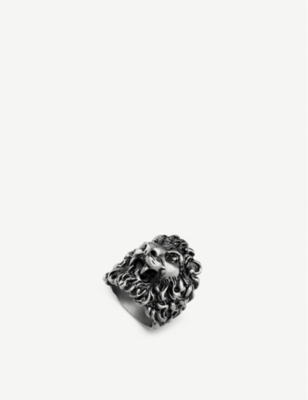 GUCCI: Lion head aged metal ring