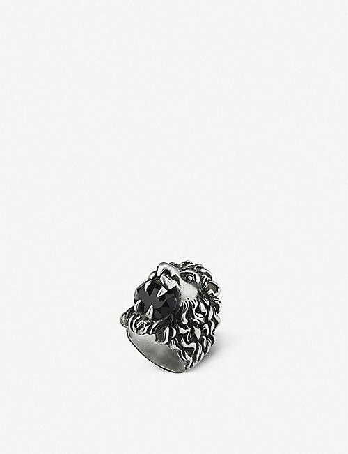 GUCCI: Lion head aged metal ring