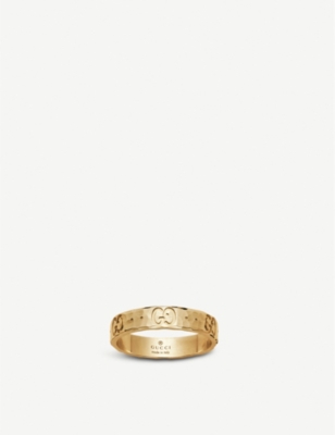 GUCCI - Icon hammered 18ct yellow gold ring | Selfridges.com