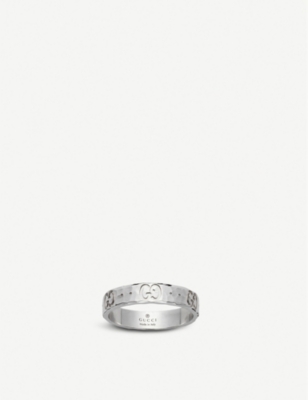 GUCCI - Icon hammered 18ct white gold ring | Selfridges.com