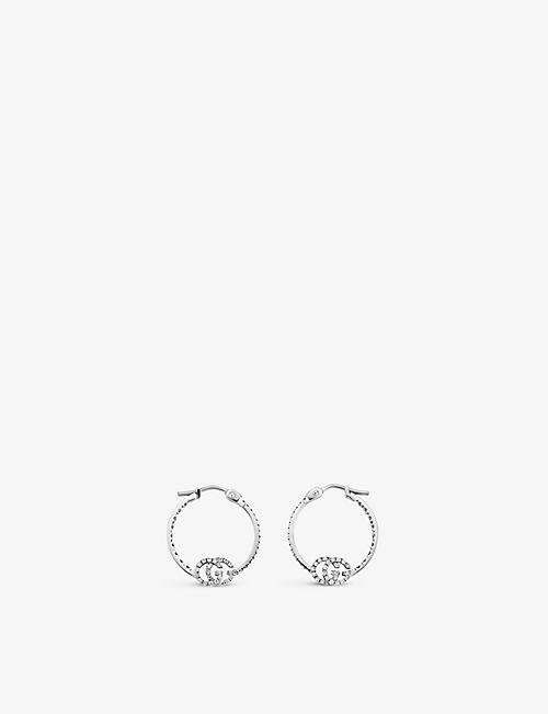 GUCCI: GG Running 18ct white-gold diamond hoop earrings