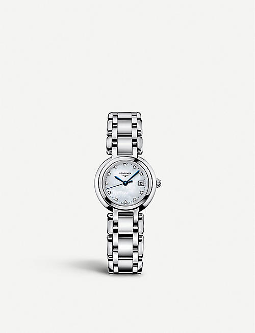 LONGINES: L8.110.4.87.6 Prima Luna stainless steel and diamond watch
