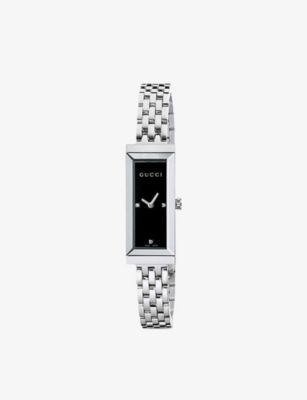 Gucci Ya G Frame Stainless Steel And Diamond Watch Selfridges Com